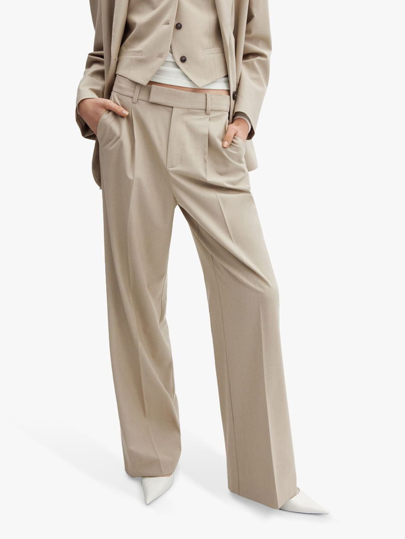 Beige suit with wide-leg pants on a white background