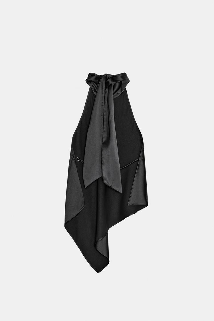 Black scarf with a knot on a white background