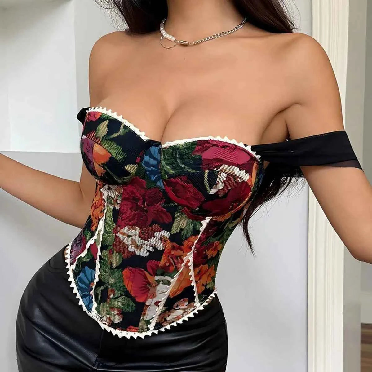 Blossom Charm Floral Corset Top - Structured Bustier for Women